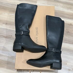 Black Leather Knee-High Boots